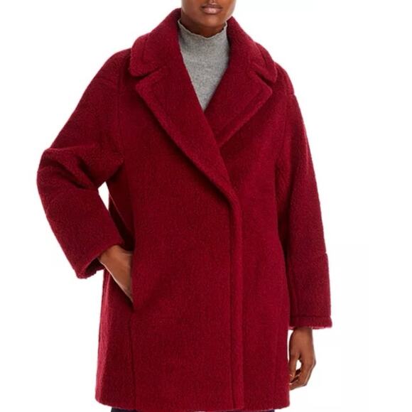 ICONS Cinzia Rocca Wool Teddy Pea Coat Women Brick Red - Picture 1 of 10